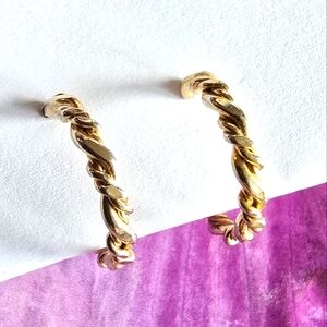 Vintage hoop earrings gold tone Clip on clipon